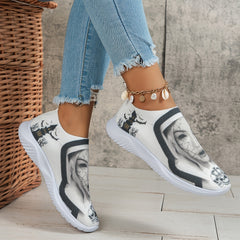 Women's Halloween Pattern Sneakers Low Top Slip On Knit Sock Shoes