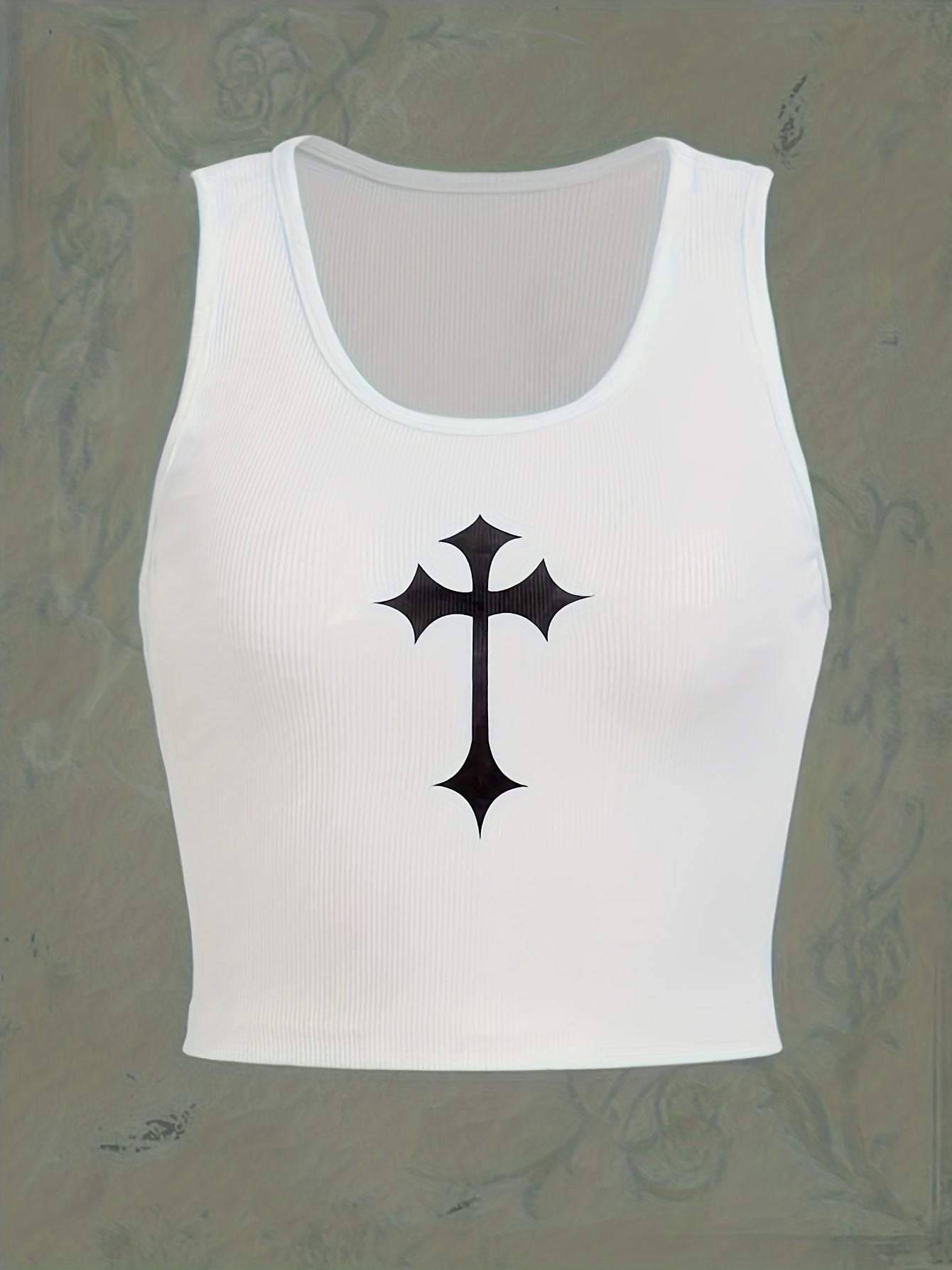Graphic Print Crop Tank Top Women's Summer Clothing