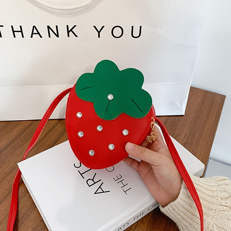 Girls Strawberry Zipper Shoulder Bag Messenger Bag Coin Purse Wallet Chain