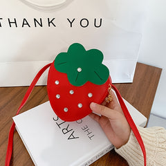 Girls Strawberry Zipper Shoulder Bag Messenger Bag Coin Purse Wallet Chain
