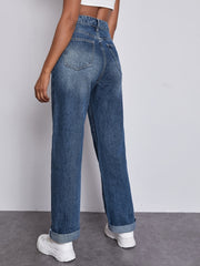 High Waist Straight Jeans Loose Fit Denim Pants
