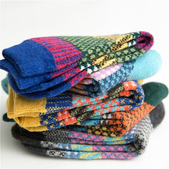 5 Pairs Women's Vintage Cozy Winter Socks- Soft, Thick Knit Cabin Warm Socks