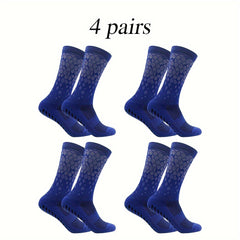 4 Pairs Non Slip Soccer Socks Breathable Sweat Absorbing Outdoor Crew Socks