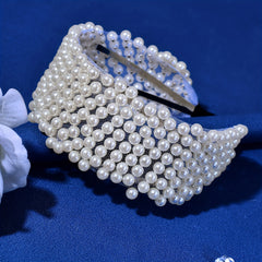 Minimalist Polyresin Beaded Headband Solid Faux Pearl for Daily Wear & Weddings