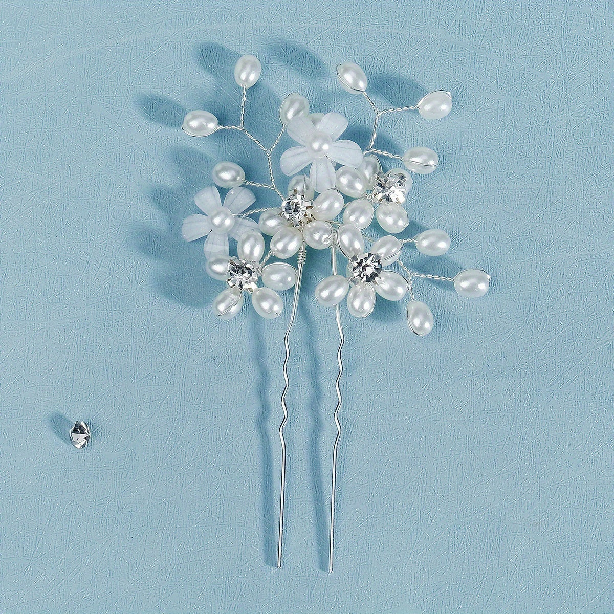 Pearl Rhinestone Hairpin Bridal Jewelry