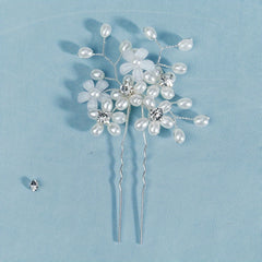 Pearl Rhinestone Hairpin Bridal Jewelry