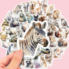50pcs Realistic Animal Stickers Waterproof for Laptop Water Bottle Guitar