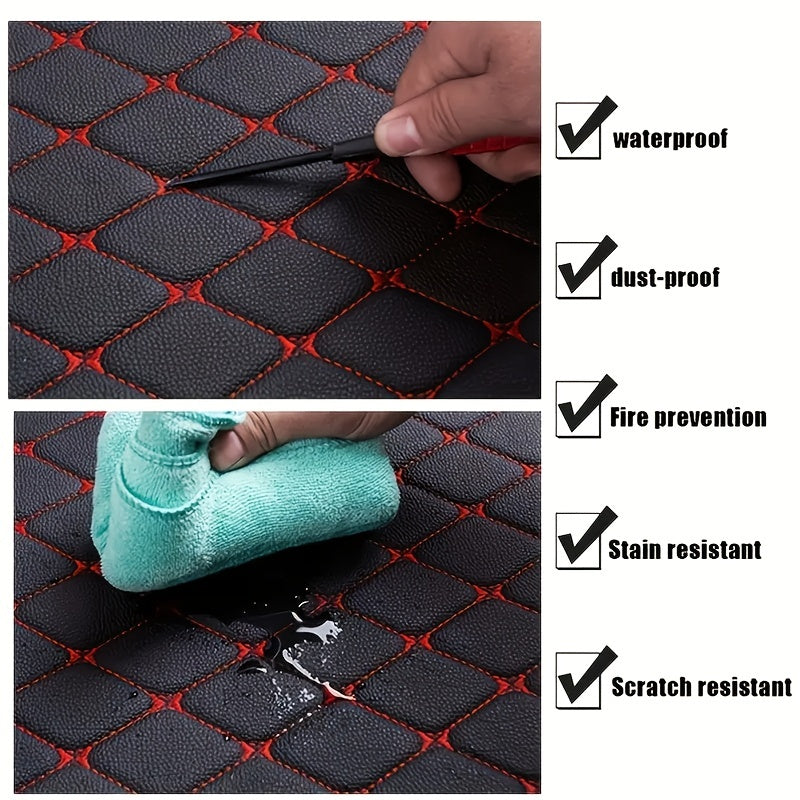 4pcs Waterproof Car Floor Mats Front & Rear Leather Car Carpet