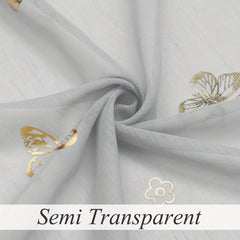 2 Panels Golden Butterfly Sheer Curtain Romantic Lovely Translucent Curtains