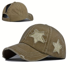 Star Ponytail Hat Curved Baseball Cap