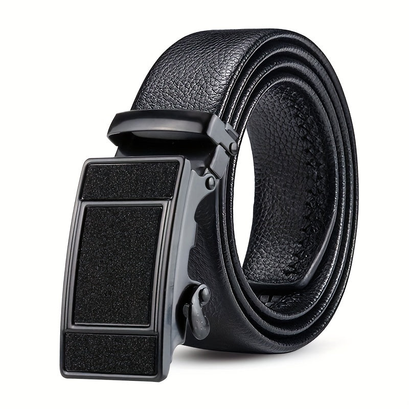 Men's PU Leather Belt Automatic Buckle Starry Frosted Texture Business Belt