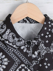 Toddler Boy's Paisley Pattern Onesie & Belt Short Sleeve Outfit