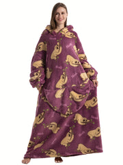 Sloth Pattern Sherpa Fleece Nightgown