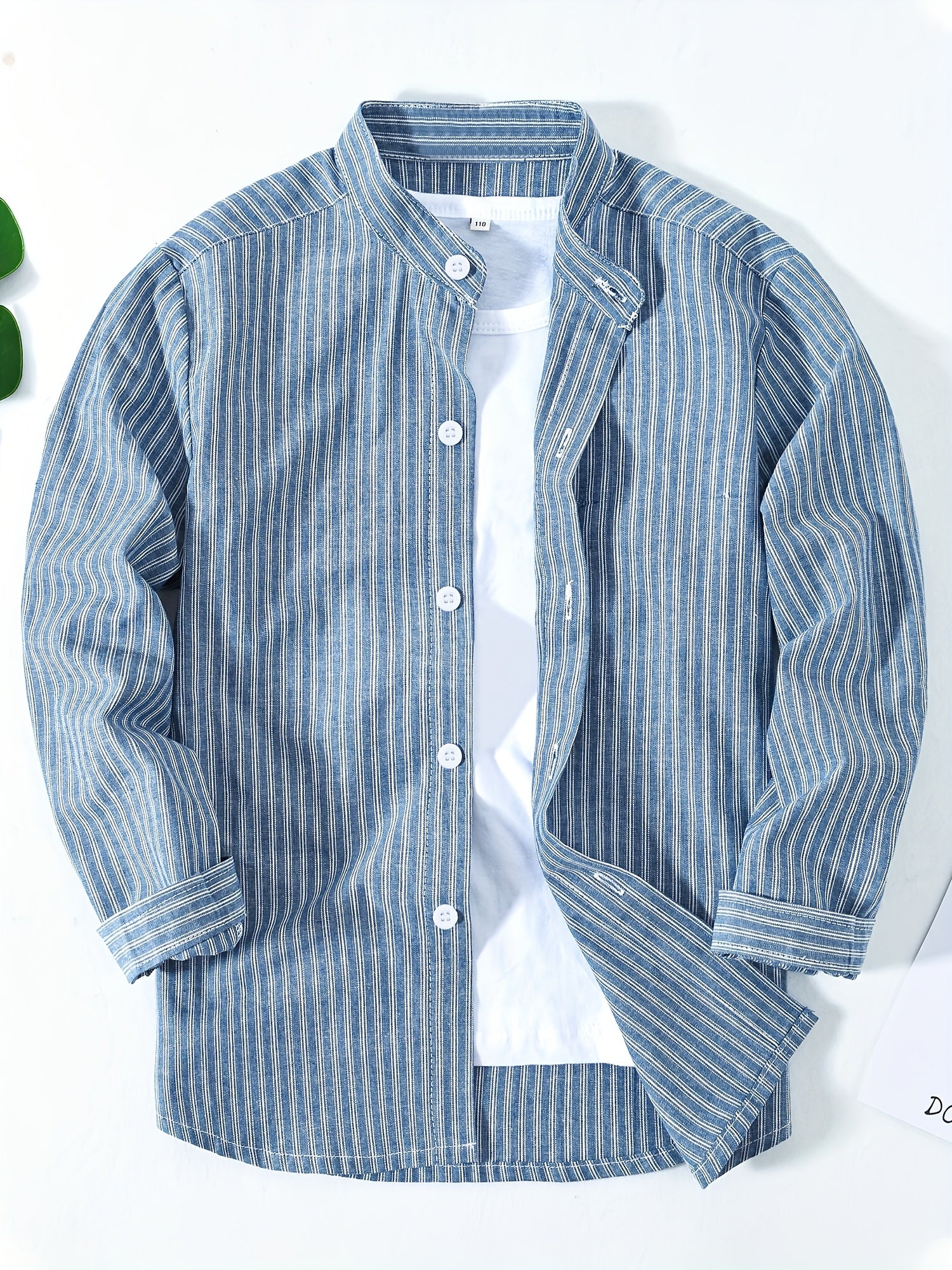 Boys Striped Casual Long Sleeve Lapel Shirt