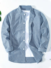 Boys Striped Casual Long Sleeve Lapel Shirt