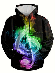 Colorful Musical Note 3D Print Hoodie For Men