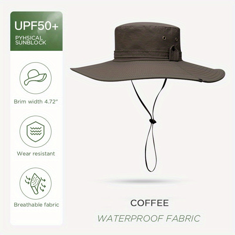 UV Protection Waterproof Wide Brim Bucket Hat for Outdoor Sports