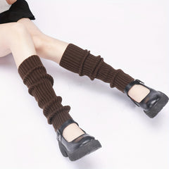 2 Multicolor Women's Woolen Leg Cover Solid Knitted Calf Warm Stacking Sock