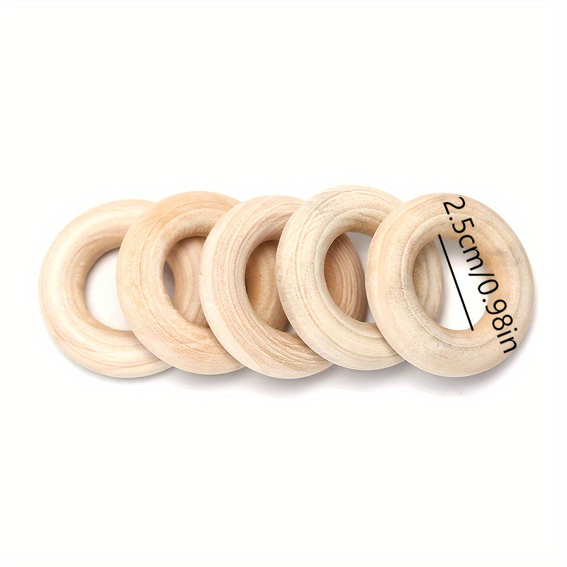 Natural Wood Circles Beads Wooden Ring for DIY Jewelry Making Crafts