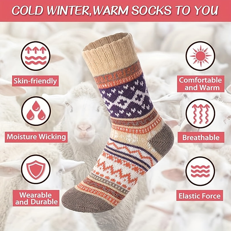 5 Pairs Women's Winter Warm Socks Thickened Soft Crew Socks