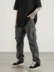 Men's Cargo Pants Regular Pocket Waist Drawstring Work Pants