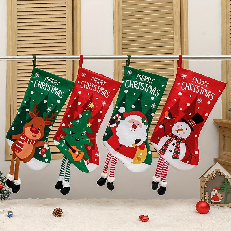 Santa Claus Snowmen Elk And Tree Christmas Socks - Christmas Tree Decorations