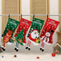 Santa Claus Snowmen Elk And Tree Christmas Socks - Christmas Tree Decorations