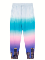 Ombre Gradient Drawstring Sweatpants Loose Fit Pants Men's Casual Joggers