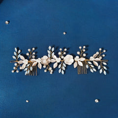 Bridal Faux Pearl Headband Double Comb Hair Accessory