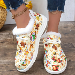 Christmas Plush Lined Loafers Shoes for Fall Winter