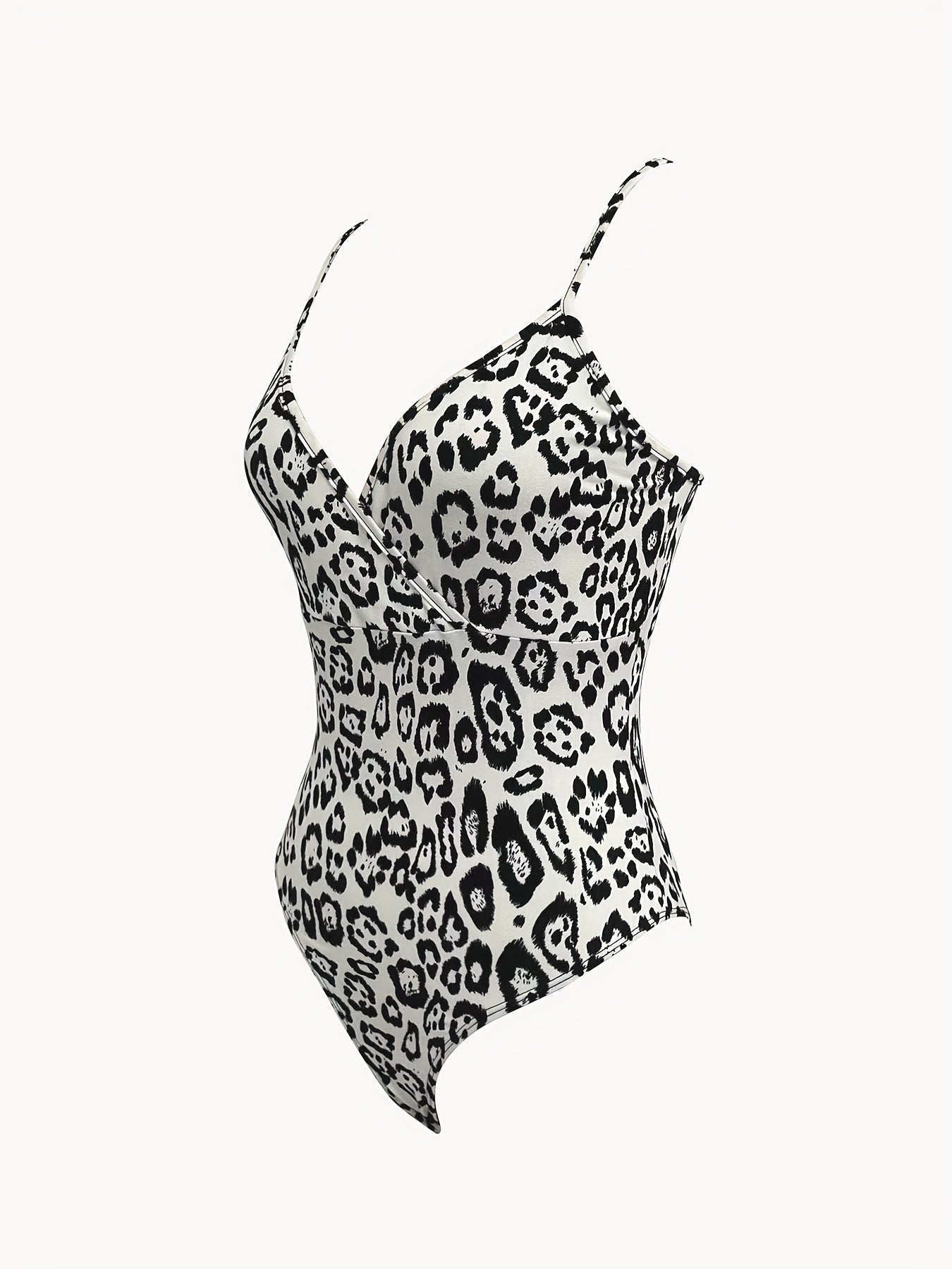 Leopard Print V neck Cami Bodysuit Sexy One Piece Bodysuit