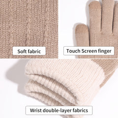 Winter Warm Knitted Gloves Touch Screen Full Finger Gloves Cold Weather