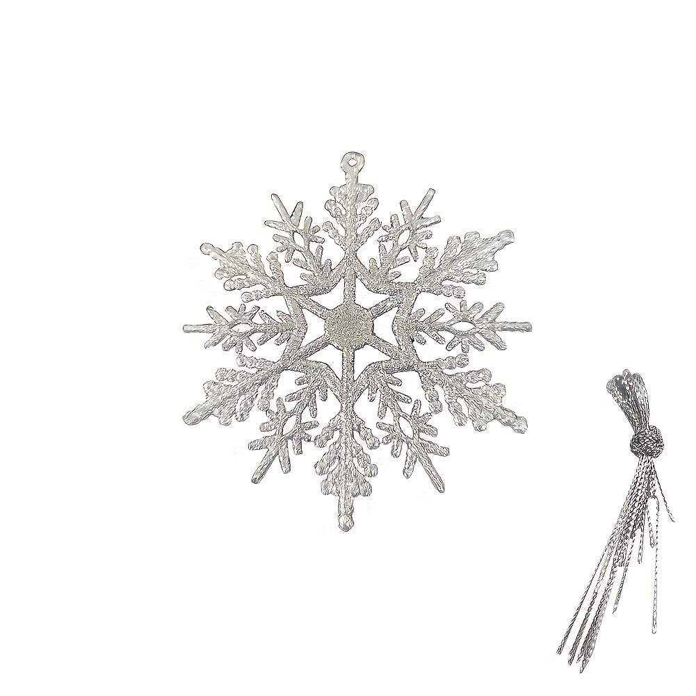 12pcs Glitter Snowflake Ornaments for Christmas Tree