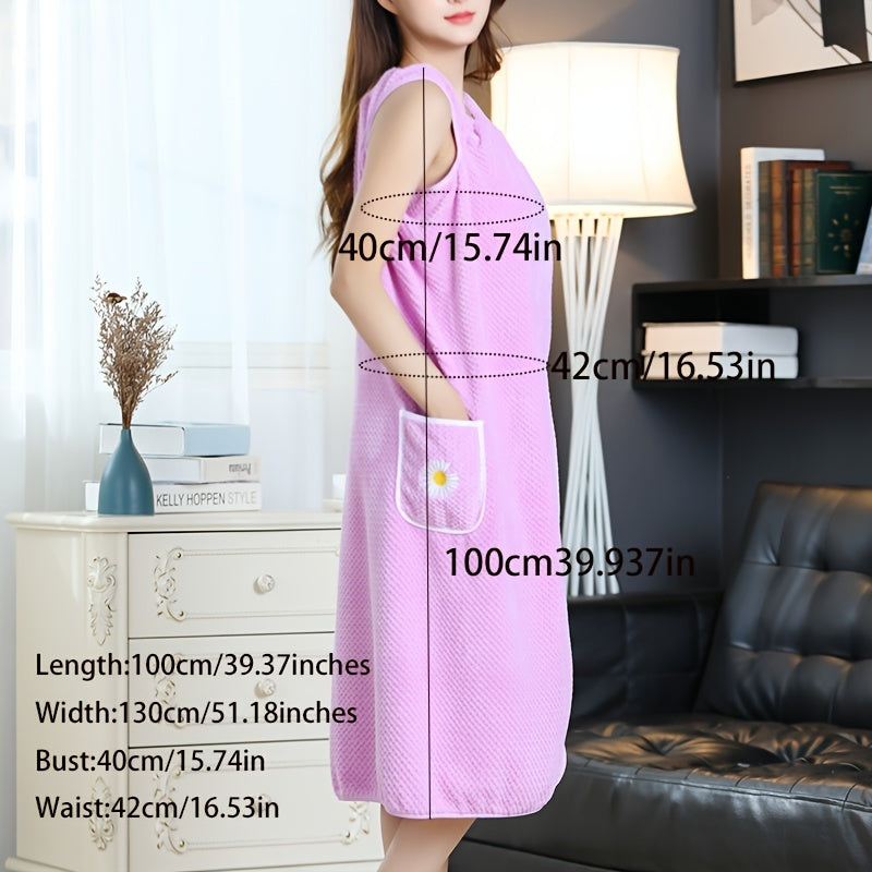Adults Flower Pattern Bath Skirt, Absorbent & Quick Drying Towel