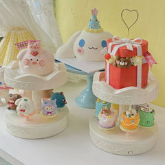 Rotating Wooden Horse Cake Display Table Birthday Party Swing Plate