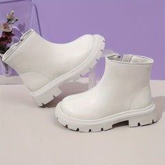 Girls Solid Zipper Boots Comfortable Non Slip for Indoor Outdoor Travel