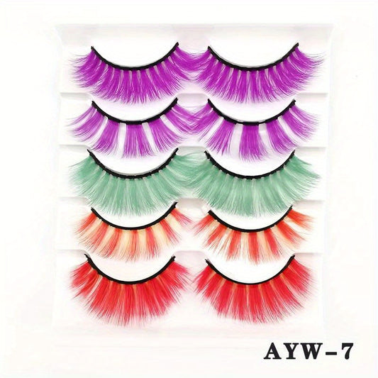 5 Pairs Fluffy Wispy Curly False Eyelashes for Festivals Stage Makeup