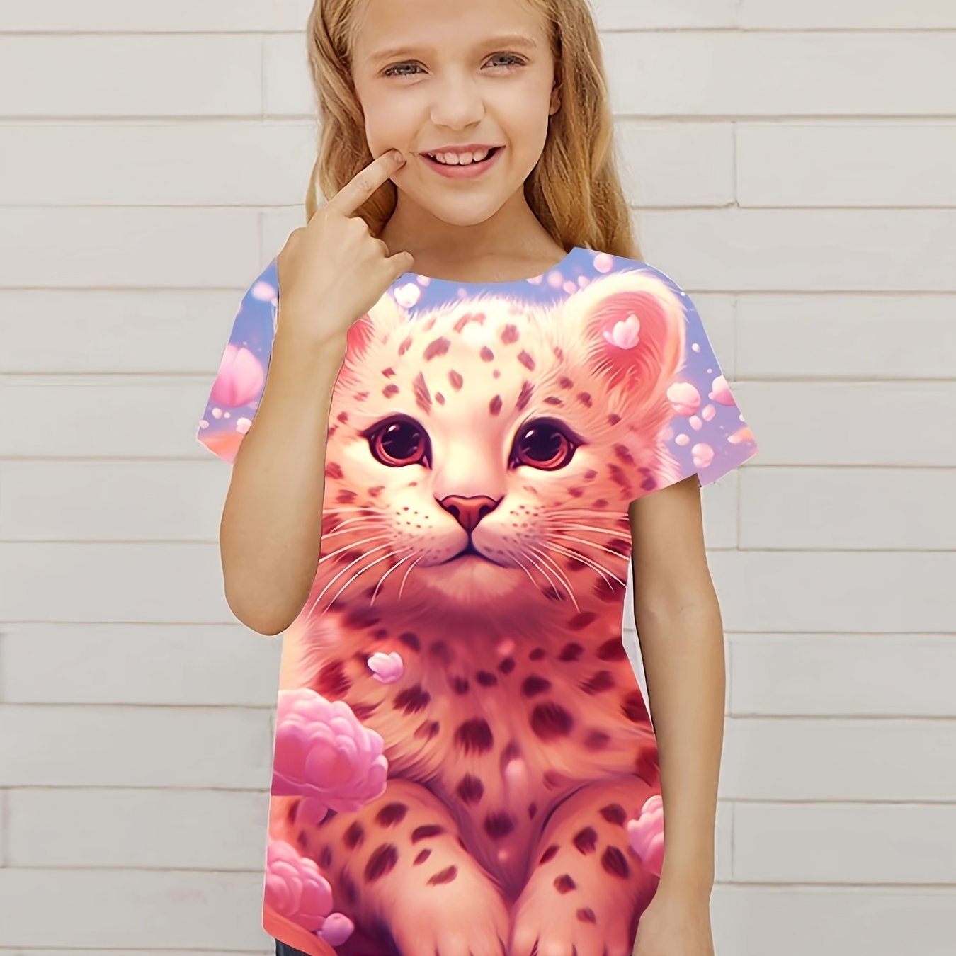 Funny Leopard Graphic Short Sleeve T shirt For Girls Summer Gift