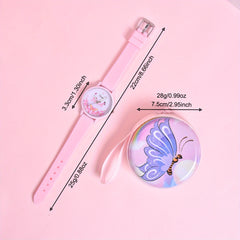 Girls' Butterfly Strap Watch Set with Coin Purse
