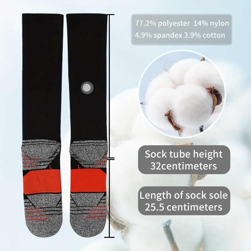 Men's Thick Padded Knee Socks 3 Pairs for Running Soccer Cycling