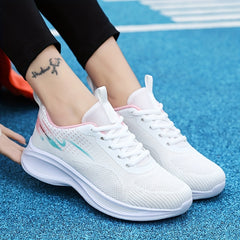 Women's Breathable Running Shoes Lace Up Anti-slip Mesh Walking Shoes