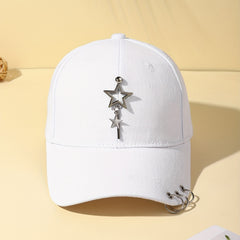 Pentagram Ring Rivet Baseball Cap Hip Hop Sun Hat Unisex Couple Dad Hats