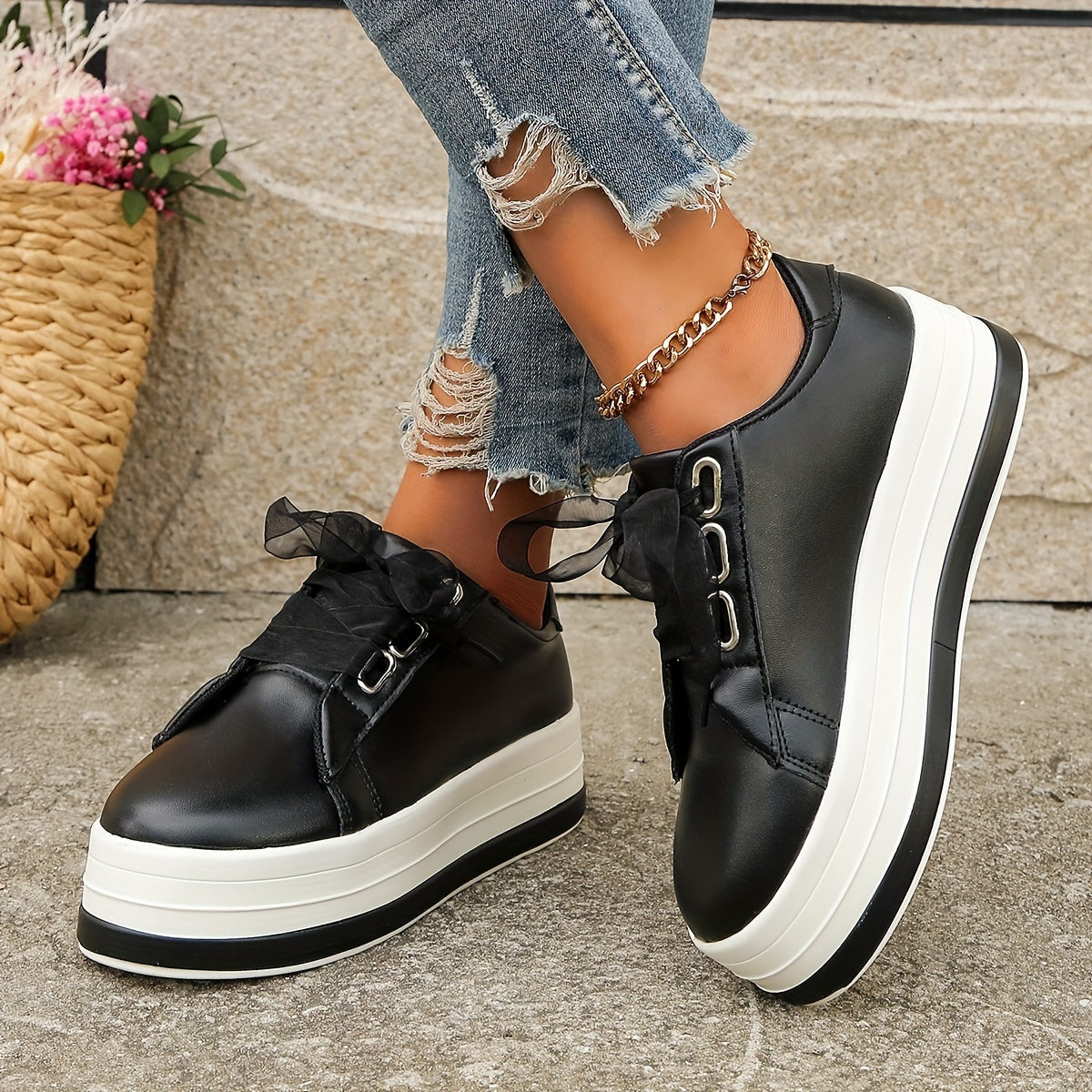 Womens Platform Sneakers Outdoor Shoes Lightweight & Comfortable Low Top Shoes