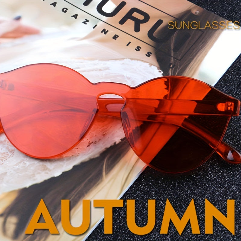 Unisex Rimless Transparent Sunglasses Colorful Lens
