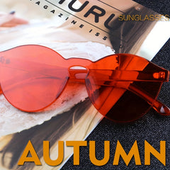 Unisex Rimless Transparent Sunglasses Colorful Lens