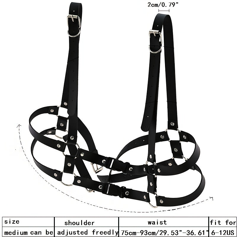 PU Leather Harness Belt Punk Gothic Adjustable Chest Suspenders Buckle Belt