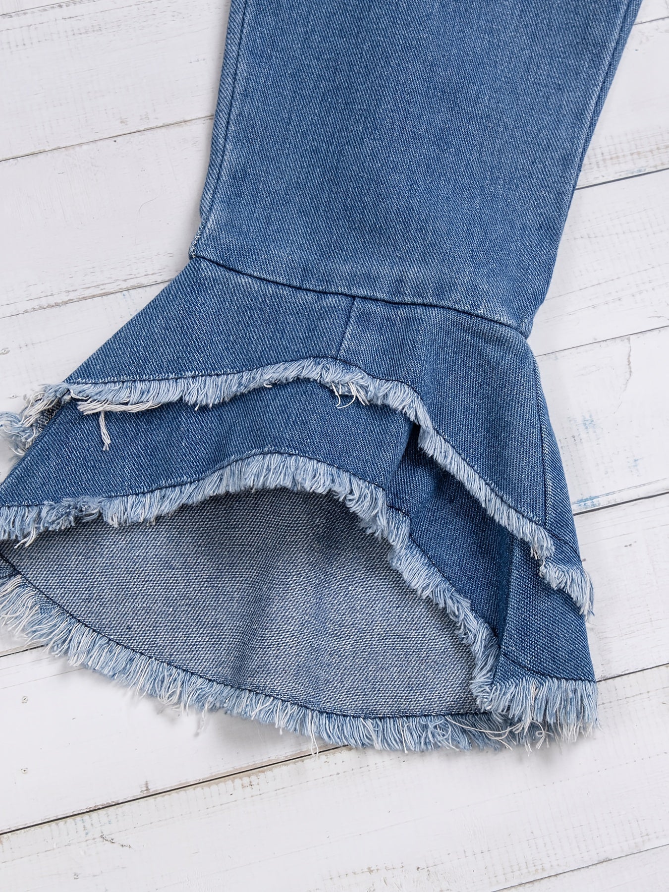 Baby Girls Ruffles Jeans Elastic Waist Flare Leg Pants