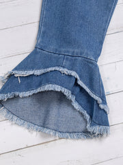 Baby Girls Ruffles Jeans Elastic Waist Flare Leg Pants