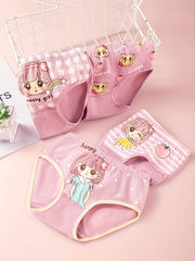 4pcs Kid's Cotton Comfy Panties Girl's Cartoon Princess Underwear Briefs