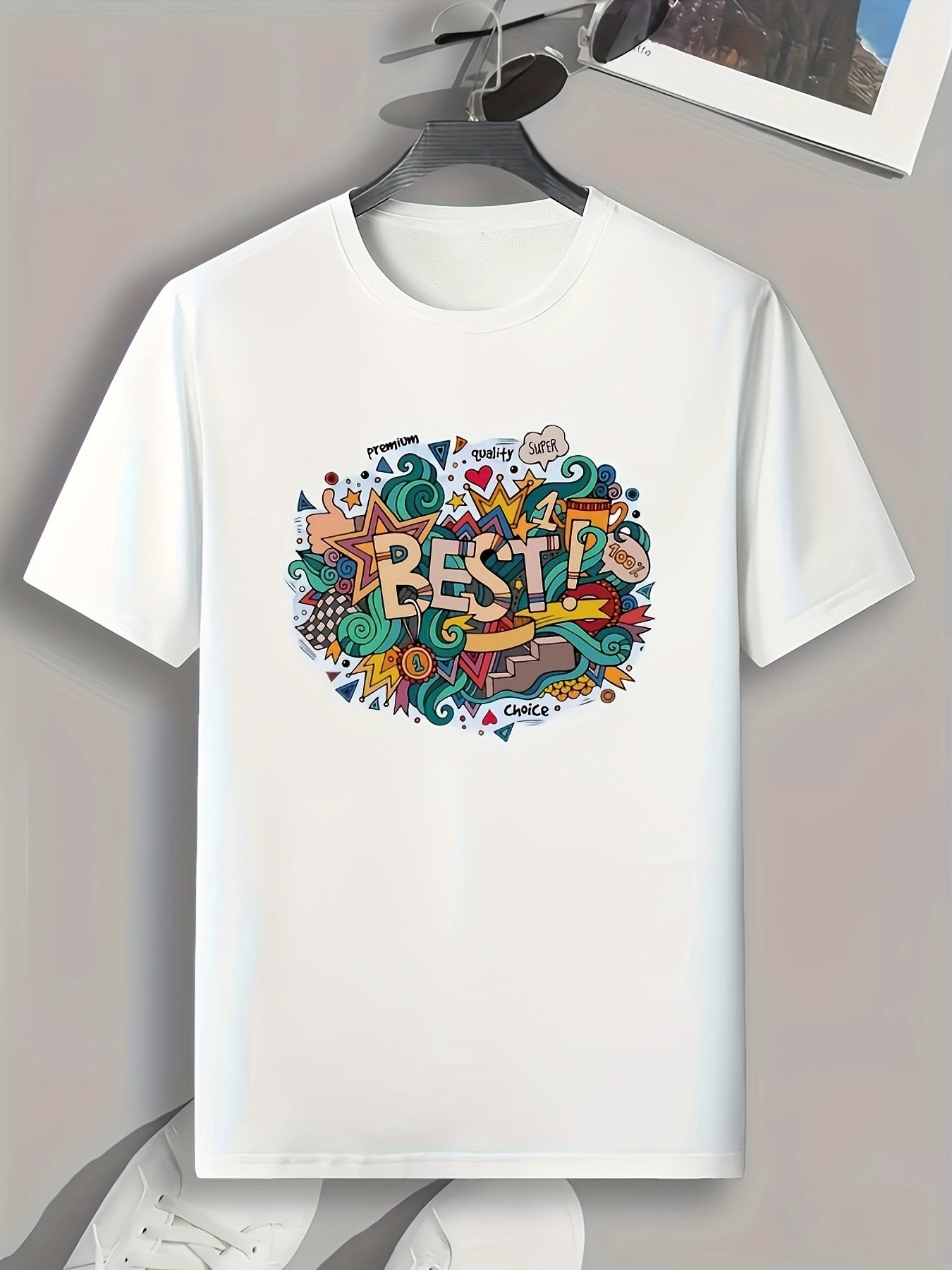 Graffiti Print Men's Tee for Summer